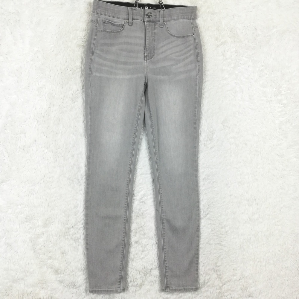 White House Black Market Womens Jeans Skinny Gray Denim Mid Rise Flex Waist 6‎